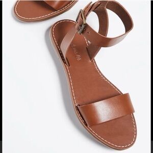 Madewell Boardwalk Brown Leather Sandals with Ankle Strap 7.5